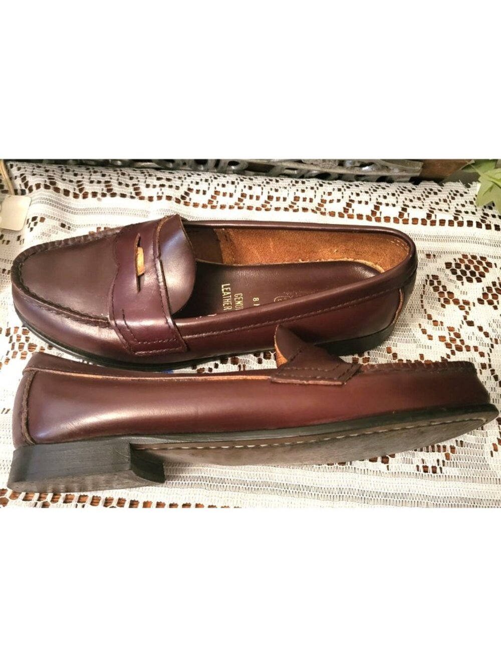 Vintage 80s Eastland Leather Maroon Penny Loafers 8 Preppy Back to School Money